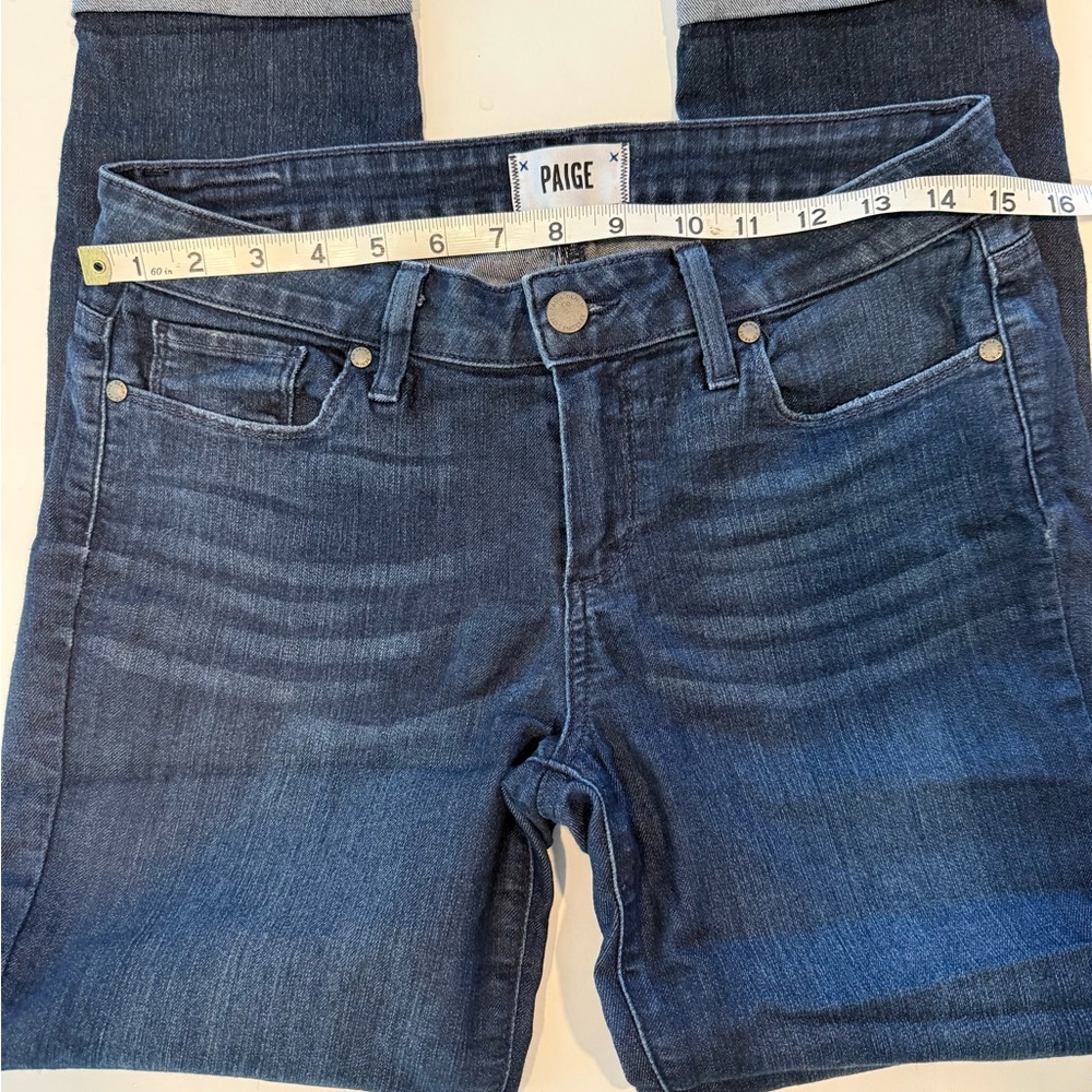 PAIGE WOMENS DARK WASH KYLIE CROP ANKLE JEANS SIZE 28 - Picture 2 of 9
